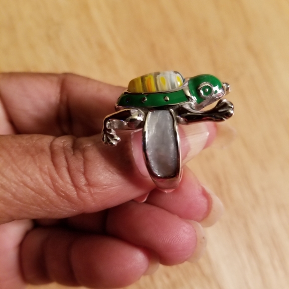 Stainless steel Murano Frog Ring Size 6 - Picture 4 of 8